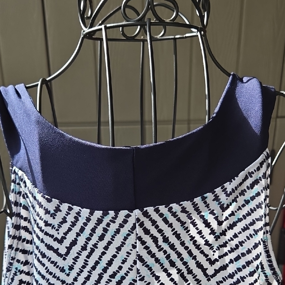 Navy and White Chevron Mini Dress - Picture 4 of 6